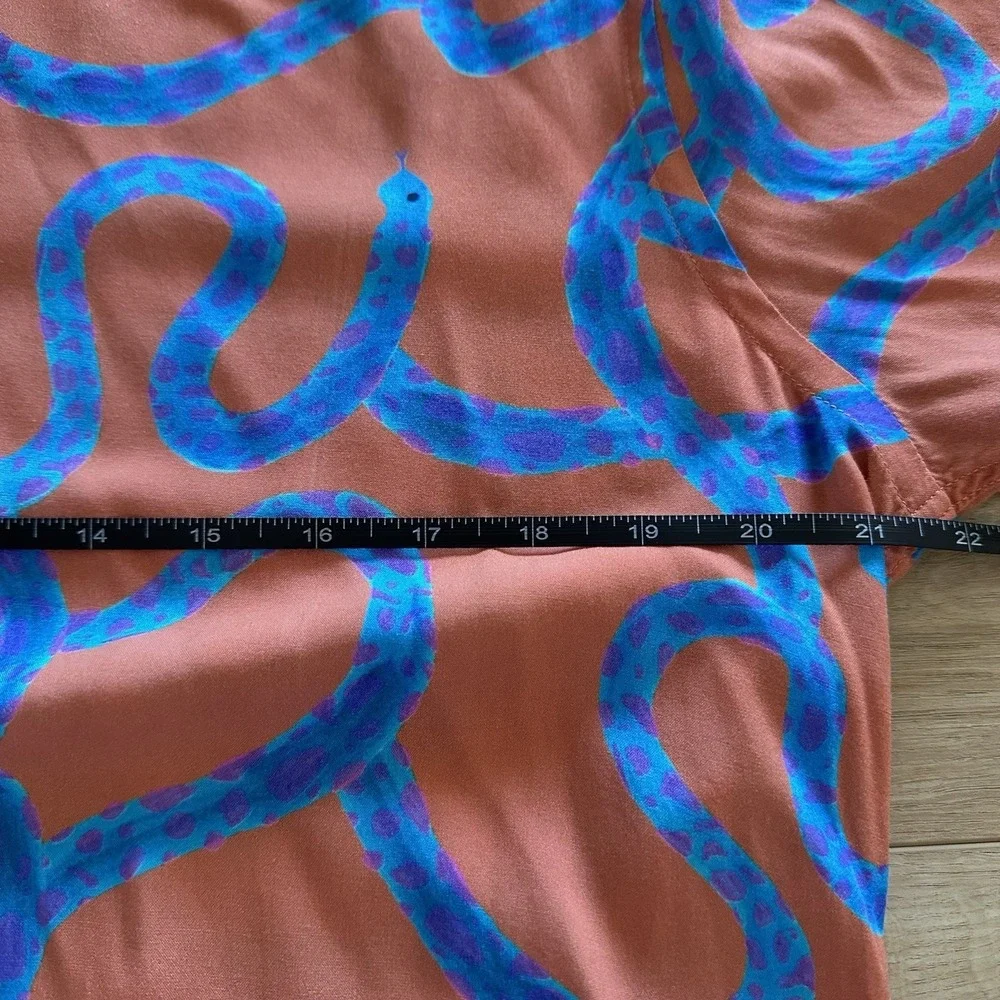 Men's Hammer Made Medium Short Sleeve Button Up Shirt Pink Snake Print Beach - Picture 8 of 8